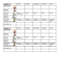 Daily 5 Weekly Desk Check Off Chart By Bubbles N Bitsy Tpt