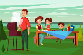 Directed by burt gillett, tom palmer. Free Vector Family At Barbecue Picnic Illustration Cartoon Design Of Father Man Frying At Bbq Grill