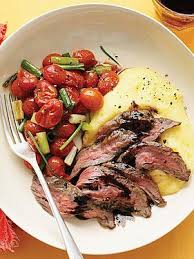 Balsamic Skirt Steak With Polenta And Roasted Tomatoes Rezept Kochrezepte Rezepte Fleisch Gerichte