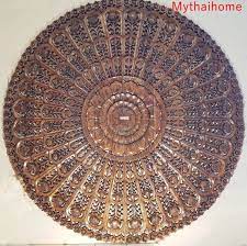 Round Extra Large King Bed Headboard 96 8ft Mandala Lotus Flower Wooden Hand Craved Craving Teak Wo Teak Wood Art Headboards For Beds Wood Art Panels