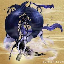 秋神 蓐收古代传说中的秋神 山海经 海外西经 西方蓐收 左耳有蛇 乘两龙 郭璞曰 金神也 人面 虎爪 白毛 执钺 见外传 asian art art chinese mythology