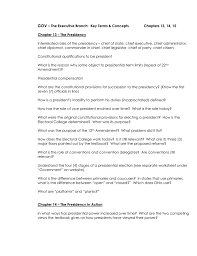 The Executive Branch Key Terms Concepts Chapters 13 14 15