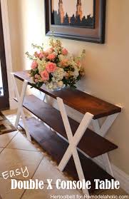 An Easy Build Diy Double X Console Table For Your Entryway Build For Less Than 50 With These Free Plans Get The Pl Funky Home Decor Home Decor Rustic House