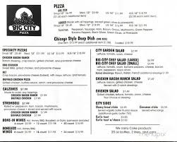 Hours may change under current circumstances Online Menu Of Big City Pizza Greenfield Oh
