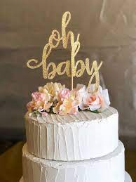 Baby Shower Cake Topper Oh Baby Gender Reveal Cake Topper Etsy Gender Reveal Cake Topper Rustic Baby Shower Cake Baby Shower Cakes