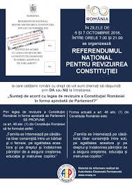 În altă ordine de idei, organizarea referendumului pentru familie 2018 costă statul român 163,712 milioane de lei. Referendumul NaÈ›ional Privind Revizuirea ConstituÈ›iei Romaniei Ambasada Romaniei In Regatul Norvegiei