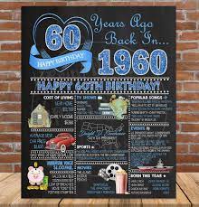 60th Birthday Decoration Sign 1960 Birthday Poster 60th Etsy 60th Birthday Decorations 60th Birthday Ideas For Dad 60th Birthday Gifts For Men