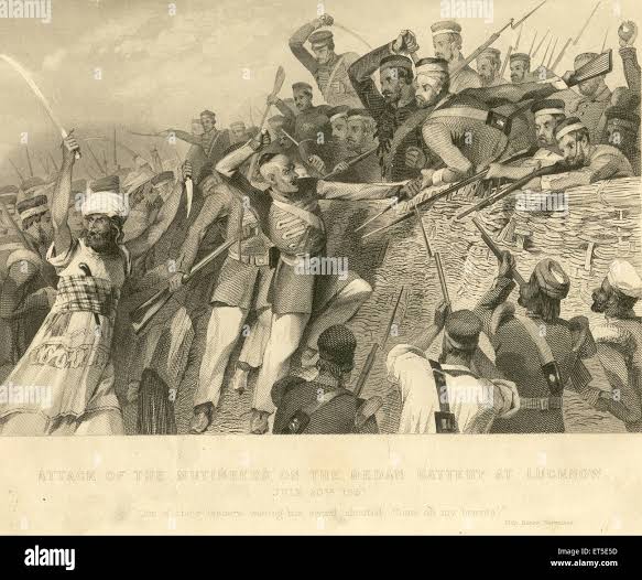 Military and munity mutiny views attack of mutineers on Redan battery at Lucknow 30th July 1857 engraving etching Indian Mutiny India Sepoy Mutiny Gre Stock Photo - Alamy