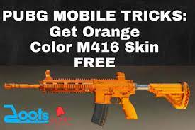 Pubg Mobile Tricks Get Orange Color M416 Skin Free Mobile Tricks Android Hacks Mobile Skin