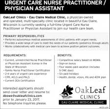 Acute care nursing assistants complete a state certified program to become a cna. Urgent Care Nurse Practitioner Physician Assistant Oak Leaf Clinics Eau Claire Medical Clinic Eau Claire Wi