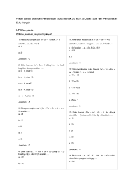 Soal fisika kelas 11 beserta jawabannya contoh soal pilihan ganda. Banyaknya Akar Real Dari Persamaan Polinom T5 T4 2t3 T 2 0 Akarkua