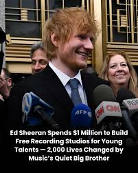 He didn't announce it. He didn't need cameras. But Ed Sheeran quietly spent  $1 million to give thousands of young artists a future. The most touching  part? That came after the studios