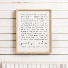 Baby Mine Song Lyrics Printable Baby Mine Art Nursery Wall Etsy