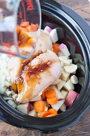 In a small mixing bowl, add chicken broth, cream of chicken soup, sour cream, and dry ranch seasoning mix. Slow Cooker Chicken Stew Kristine S Kitchen