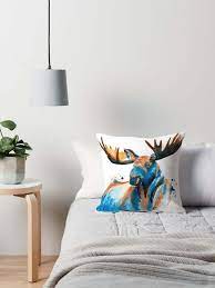 Choose home goods from a variety of canvas prints, wall art, blankets, and more. Artsy Blue Moose Throw Pillow Homebnc
