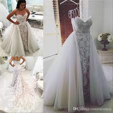 Stunning Wedding Dresses With Detachable Skirt Sweetheart Off The Shoulder Lace Appliques Mermaid Bridal Puffy Overskirt With Train Purple Wedding Dress Red Wed Wedding Dress Train Detachable Train Wedding Dress Detachable