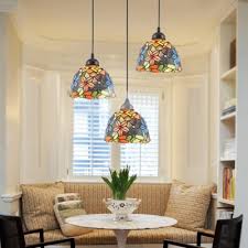 Metal Round Canopy Pendant Light Dining Table 3 Lights Tiffany Rustic Suspension Light Takeluckhome Com