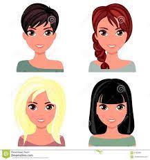 Woman Beautiful Face With Different Hairstyles Cartoon Beautiful Girl In Flat Design Style Stock Illustrat Character Design Girl Character Design Cartoon Hair