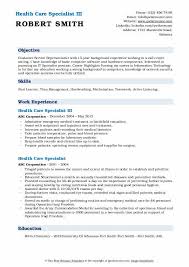 Health Care Specialist Resume Samples Qwikresume
