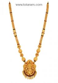 22k Gold Lakshmi Long Necklace Temple Jewellery Totaram Jewelers Buy Indian G Temple Jewelry Necklace Gold Jewelry Stores Gold Jewellery Design Necklaces