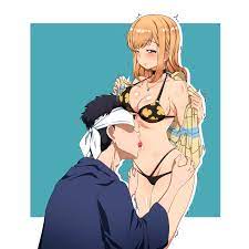 Anime navel licking