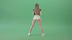 Beautiful blonde girl shaking ass in twerk dance in full size isolated on  green screen - 4K Video Footage — Green Screen Stock