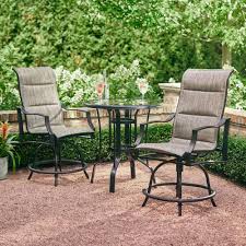 Hampton Bay Statesville 3 Piece Steel Outdoor Bistro Set Outdoor Patio Decor Outdoor Patio Bar Outdoor Patio Set