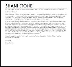 Staffing Coordinator Cover Letter Sample Cover Letter Templates Examples