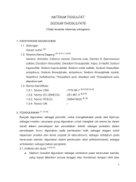 Lembar data keselamatan bahan sodium thiosulfate anhydrous. 01 Natrium Tiosulfat