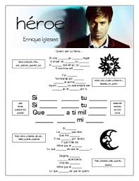 Si una vez yo pudiera llegar a erizar de frio tu piel a quemar que se yo, tu boca y morirme alli despues y si. Enrique Iglesias Hero Heroe Cloze Song Sheet By Brian Herrig