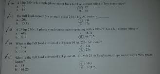 Check spelling or type a new query. A 3 Hp 240 Volt Single Phase Motor Has A Full Load Chegg Com