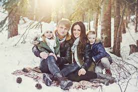 Winter Family Photos Mother Mommy Daughter Girl Father Daddy Son Boy Hugs Snow Winter Family Photos Winter Family Photography Winter Family Pictures