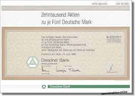 Dresdner Bank Ag B Zertifikat Uber 10 000 Aktien B