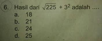 Hasil Dari Penarikan Akar 225 3 Pangkat 2 Adalah Brainly Co Id
