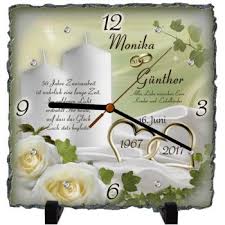 Geschenk Goldene Hochzeit Schieferuhr Motiv Mit Namen Und Datum Geschenke Zur Goldenen Hochzeit Goldene Hochzeit Geschenke