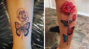 Tattoos with butterflies and roses