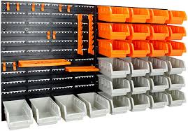 Use multiples to create a large storage center or drop zone; Amazon Com Todeco Wall Mounted Storage Bins Set With 28 Garage Organization Bins 16 Tool Organizers Accessories 2 Pegboard For Your Nuts Bolts Screws Nails Beads Buttons Other Small Parts Home Improvement