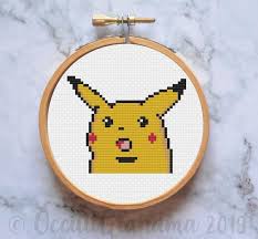Surprised Pikachu Pokemon Nintendo Meme Cross Stitch Pattern In 2020 Pokemon Cross Stitch Patterns Pikachu Cross Stitch Pokemon Cross Stitch