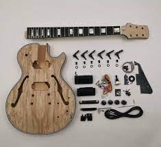 Alder Body Lp Semi Hollow Style Guitar Kit With Spalted Maple Top Guitar Kits Spalted Maple Guitar