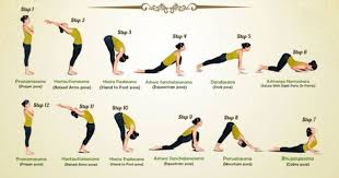 Surya Namaskar Instructions Step By Step Guide To 12 Poses In 2020 Surya Namaskar Easy Yoga Workouts Yoga Steps