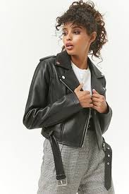 Cropped Faux Leather Moto Jacket Faux Leather Moto Jacket Simple Fall Outfits Leather Moto Jacket