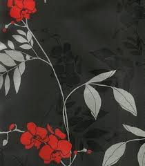 Zwart Behang Met Rood Bloemen Modern Behang Rode Bloemen Kunst Ideeen