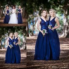 Navy Blue Long Bridesmaid Dresses 2016 Sequin Deep V Neck A Line Chiffon Bridesmaids Ma Bridesmaid Dresses Australia Wedding Bridesmaids Blue Bridesmaid Attire