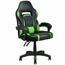 Costway Executive Racing Style Pu Leather Gaming Chair High Back Recliner Office Green Gaming Chair Leather Chair Pu Leather Chair