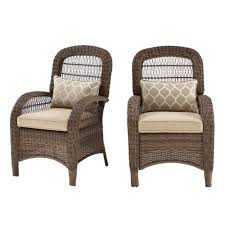 Hampton Bay Beacon Park Brown Wicker Outdoor Patio Captain Dining Chair With Cushionguard Toffee Trellis Tan Cushions Frs80937a The Home Depot Patio Furniture Collection Lounge Chair Outdoor Hampton Bay