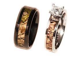 Camo On Black Band And Pink Camo Titanium Cz Ring Camo Wedding Rings Sets Camo Wedding Rings Wedding Rings