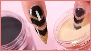 Wait, how are they different from gels and acrylics?! Easy Dip Powder Nail Art Tutorial Gold Black Chevron Stripes Design Youtube