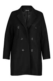 Hook on the inside at the waist. Plus Double Breasted Coat Boohoo