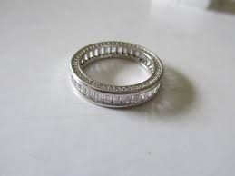 Sterling Eternity Band Round Emerald Shape C Z Stones Size Etsy Eternity Bands Sterling Vintage Jewelry