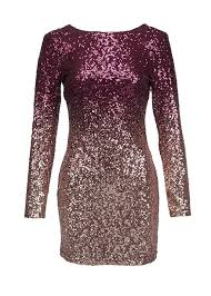 Glam And Gloria Womens Ombre Glitter Sequin Longsleeve Cocktail Dress Size M Long Sleeve Cocktail Dress Glitter Dress Sequin Cocktail Dress